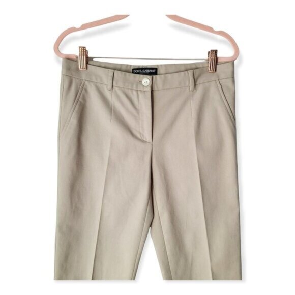 Dolce & Gabbana Beige Skinny Front Pleat Pants - Picture 2 of 6